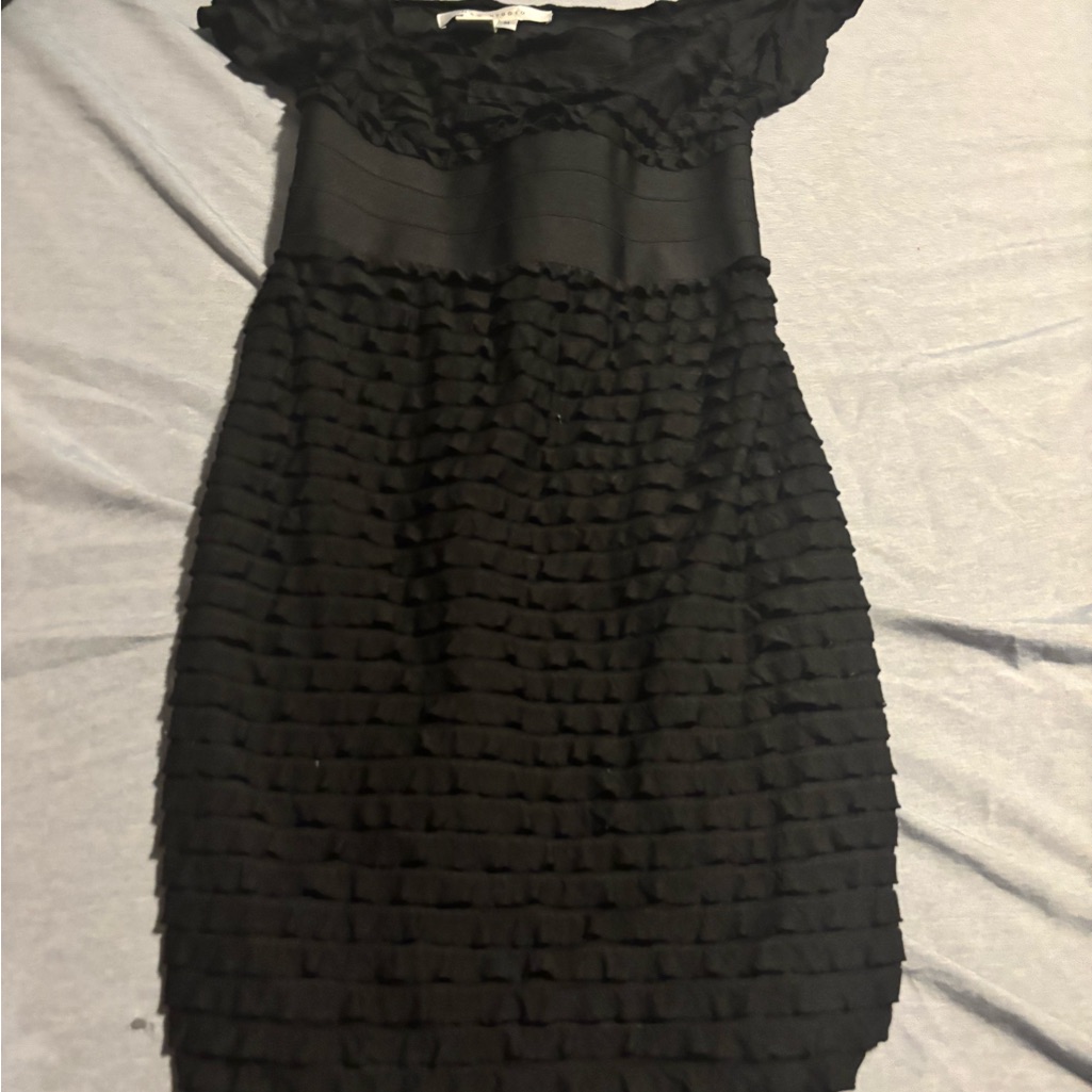 Max Studio Black Textured Mini Dress